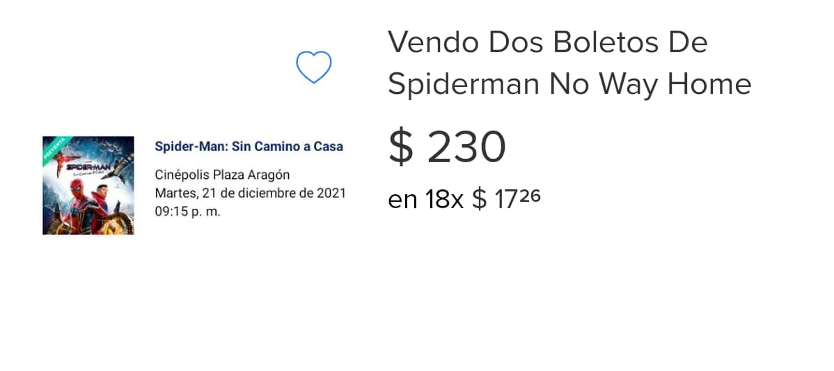 Reventa boletos Spider-Man