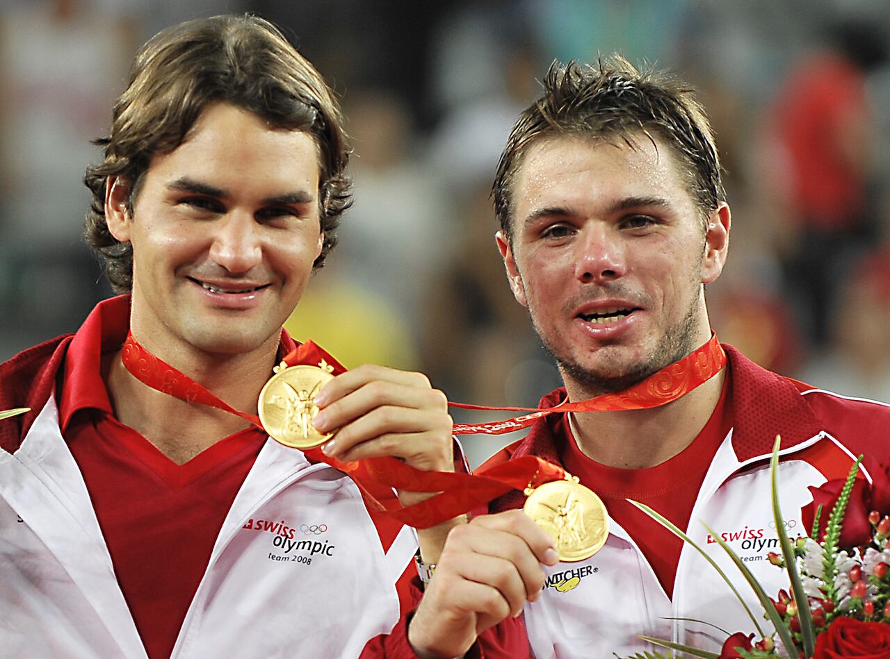 Federer ganó la presea de oro en dobles junto a Wawrinka en 2008