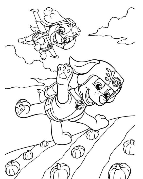 Dibujos de Paw Patrol otoño para colorear