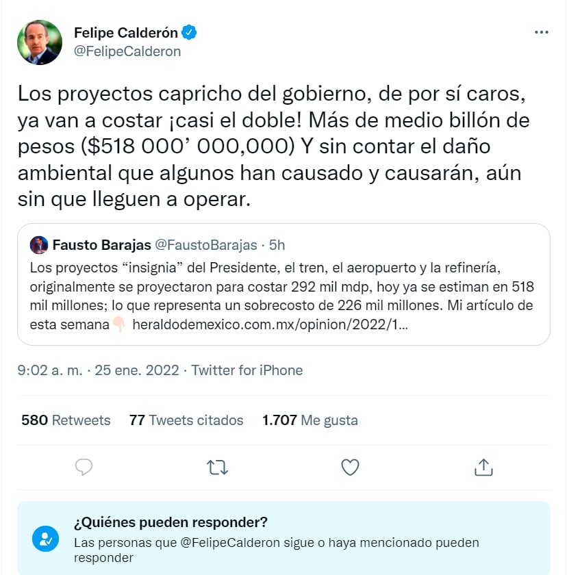 Tuit de Felipe Calderón