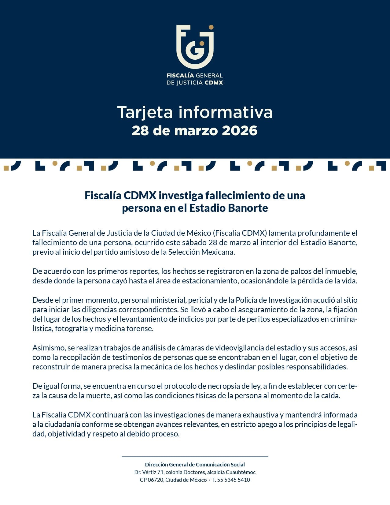 Fiscalia CDMX investiga muerte