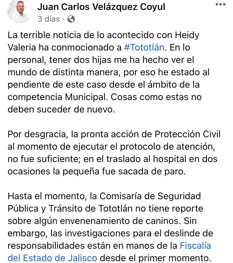 Información del presidente municipal de Tototlán
