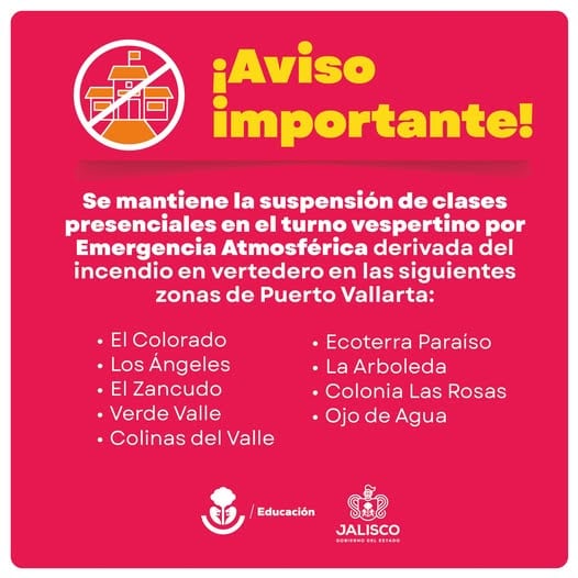 Suspenden clases en Puerto Vallarta por emergencia atmosférica tras incendio en El Gavilán