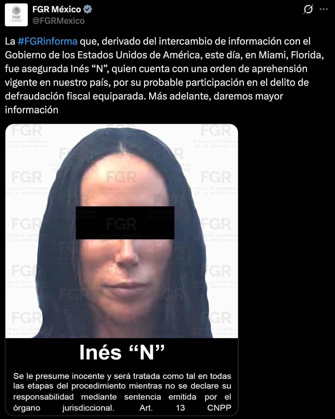 FGR confirma la detención de Inés Gómez Mont en Estados Unidos