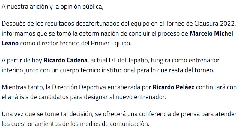 Comunicado de Chivas