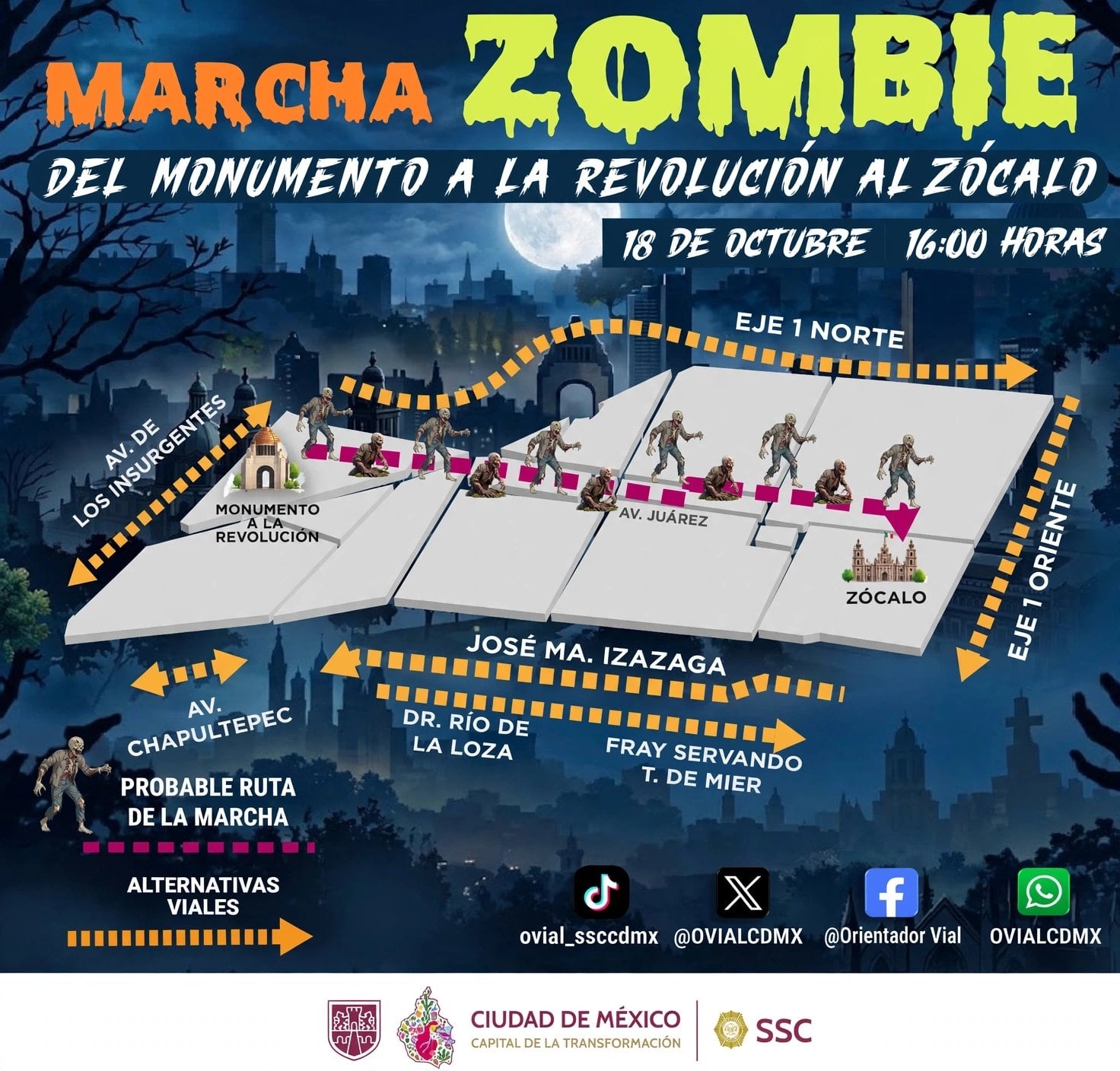 Marcha Zombie 2026 en CDMX