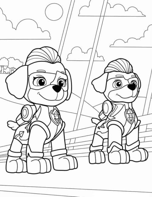 Zuma y Skye de Paw Patrol por el Día del Perro para colorear
