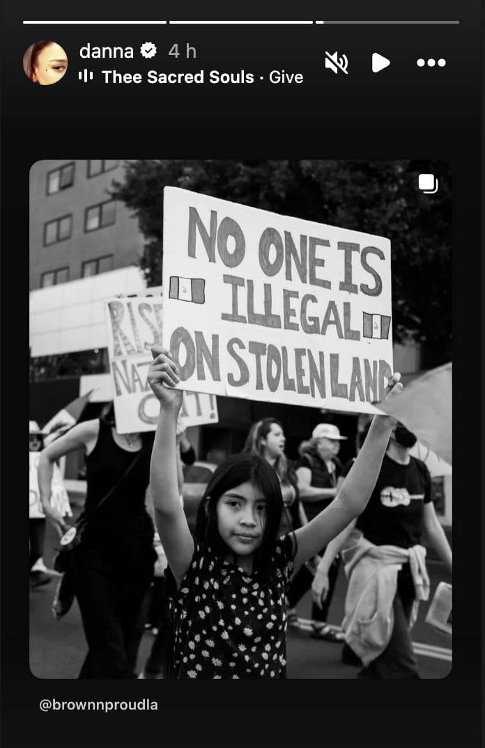 Publicación de Danna Paola sobre redadas de ICE en Estados Unidos