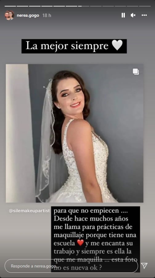 Nerea Godínez aclara foto vestida de novia