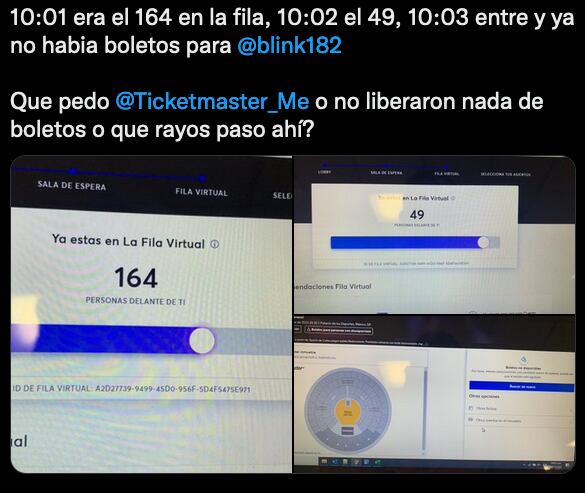 Usuarios reportan que ya no hay boletos para Blink 182.