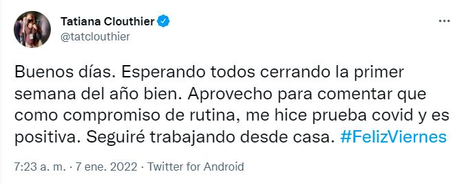 Tuit de Tatiana Clouthier
