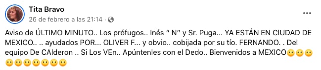 Mensaje de Tita Bravo sobre Inés Gómez Mont