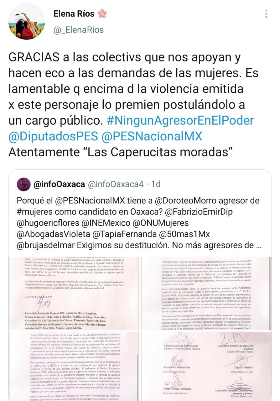Carta enviada al PES