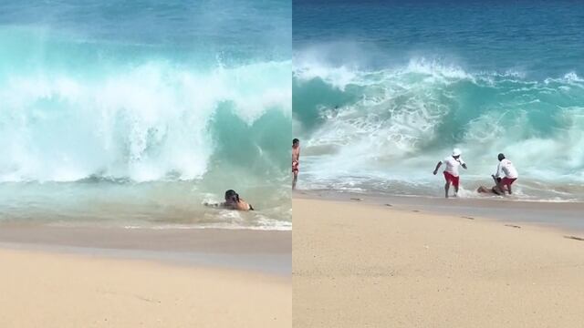 Ola revolcó hasta a los salvavidas