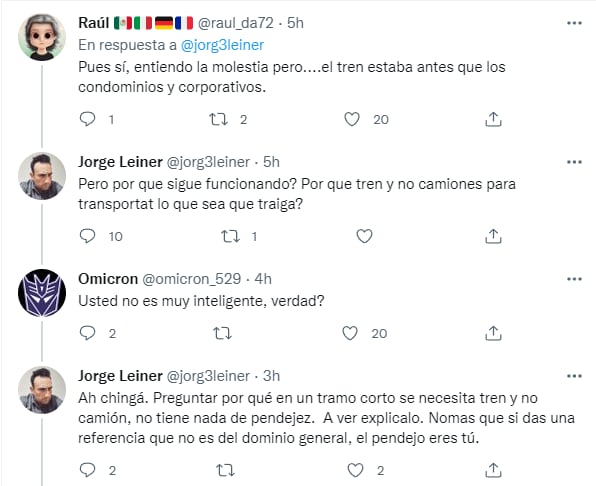 Comentarios a la queja por el tren de Polanco