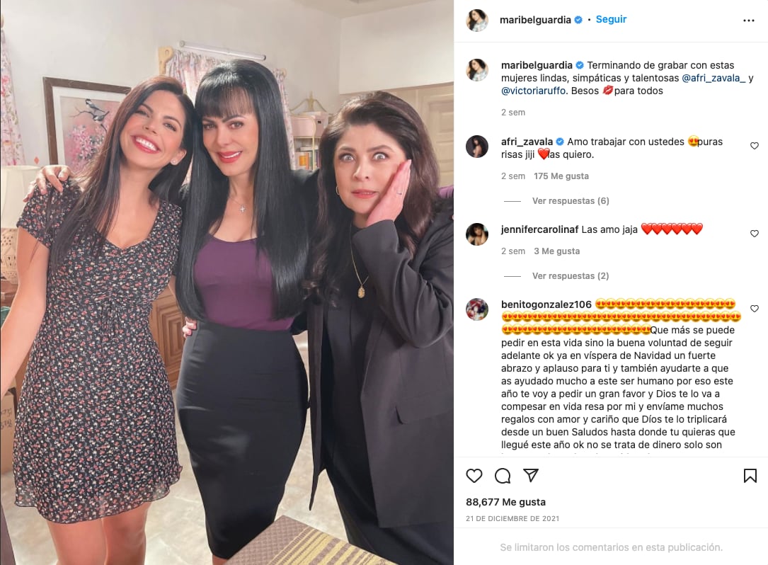 Maribel Guardia, Victoria Ruffo y África Zabala