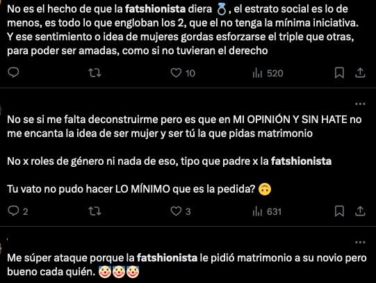 Crítica hacia La Fatshionista por pedirle matrimonio a su novio.