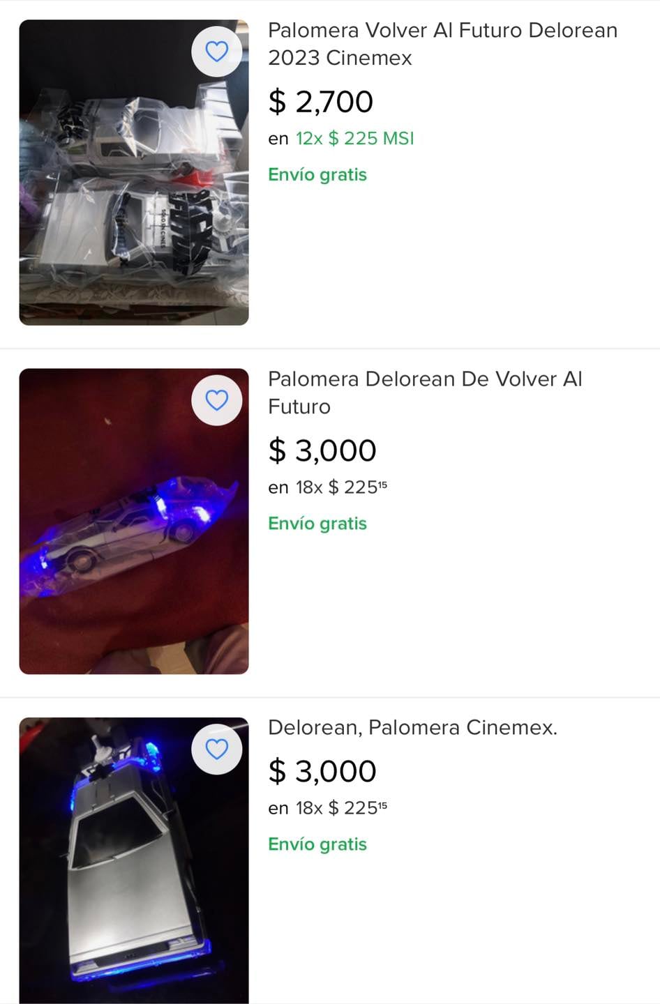 Palomera de DeLorean, precio de reventa