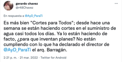 testimonios de redes sociales por cortes de agua en Nuevo León/Twitter