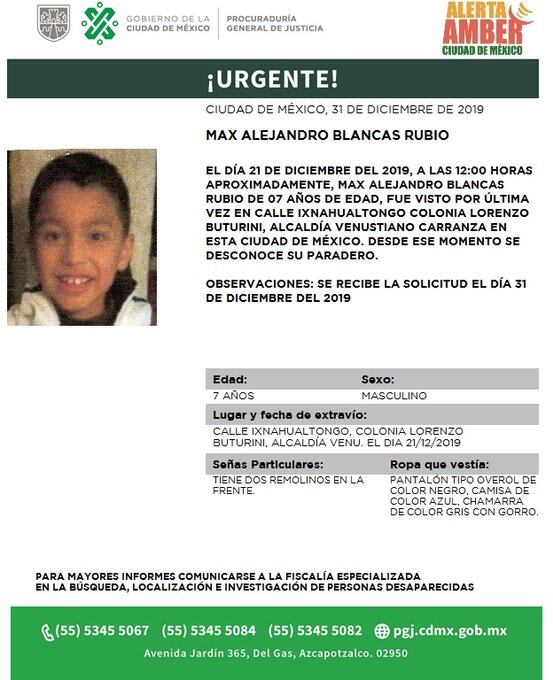 Max Alejandro Blancas Rubio. Alerta Amber