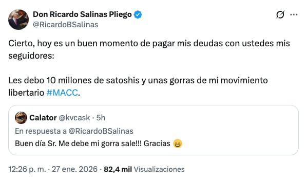Salinas Pliego dice que pagará las deudas que tiene con sus seguidores