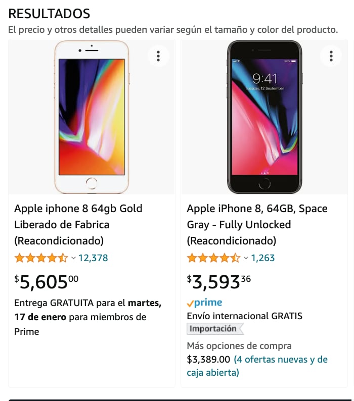 iPhone 8 en Amazon