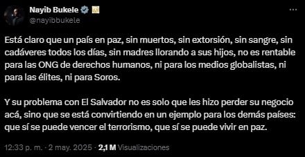 Nayib Bukele responde acusaciones en su contra.