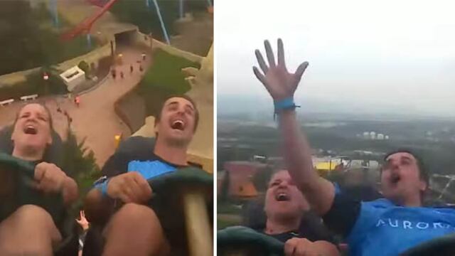 Atrapa teléfono que salió volando durante un recorrido de montaña rusa.