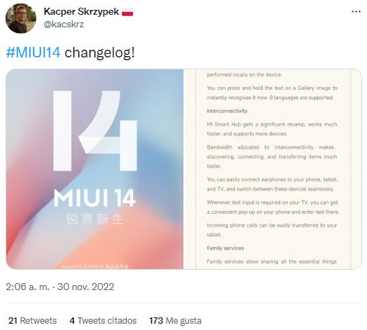 Filtraciones de las novedades de MIUI 14 de Xiaomi
