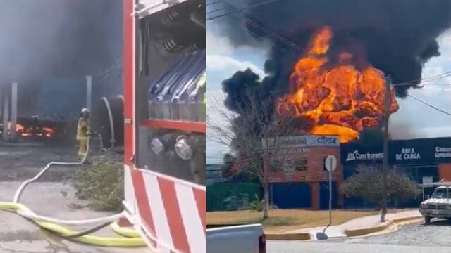 Explotan contenedores de gasolina y diesel en Cadereyta, Nuevo León.
