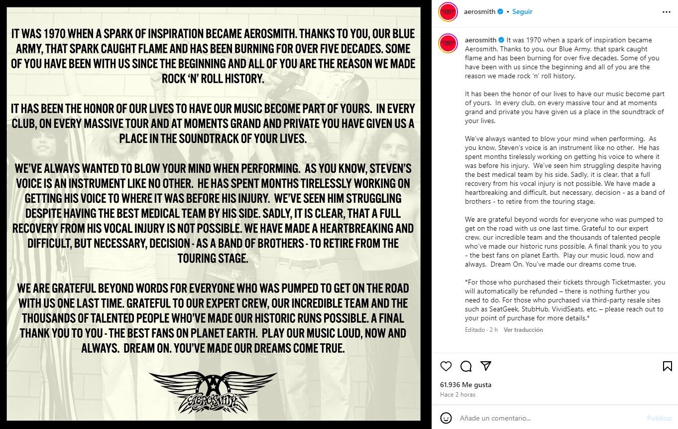 Comunicado Aerosmith