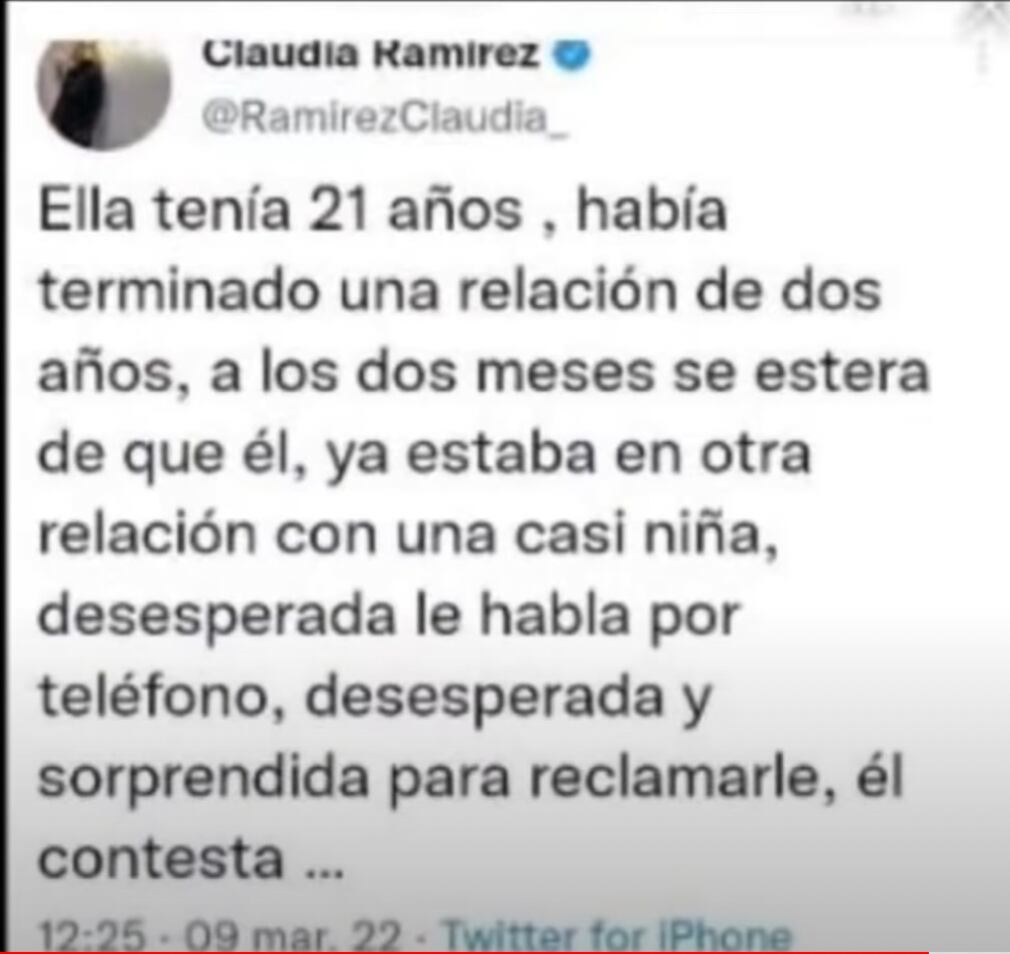 Mensajes de Claudia Ramírez en Twitter