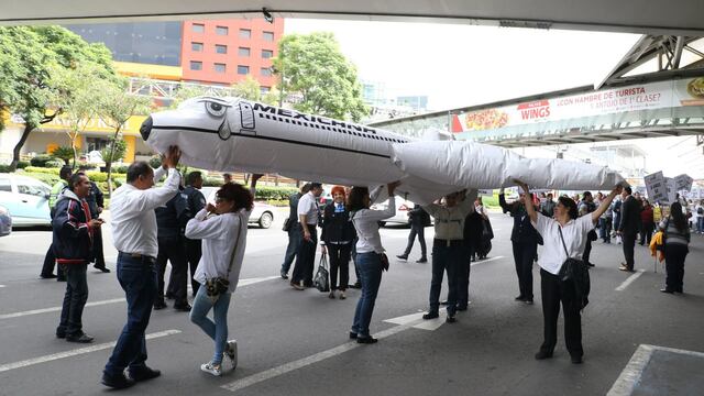 Protesta de trabajadores de Mexicana de Aviación