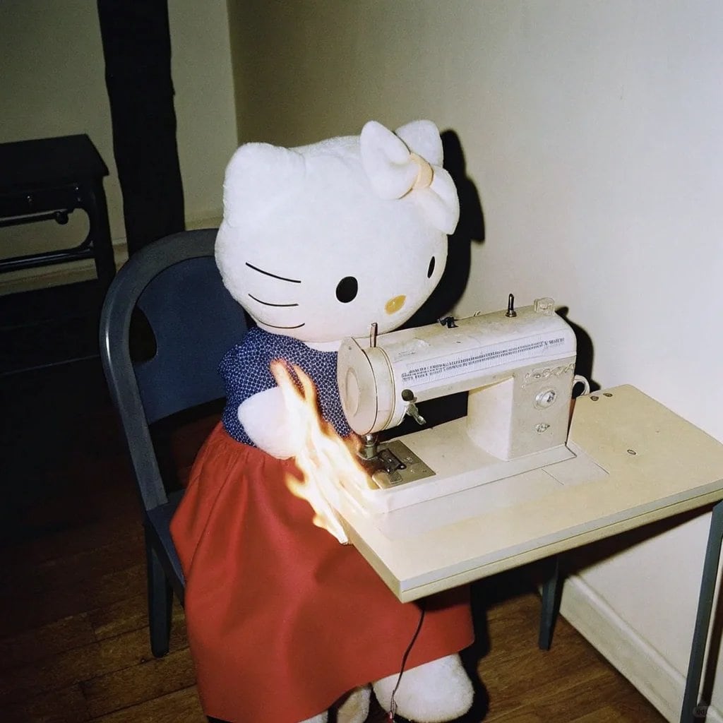 Memes de Hello Kitty con estrés laboral