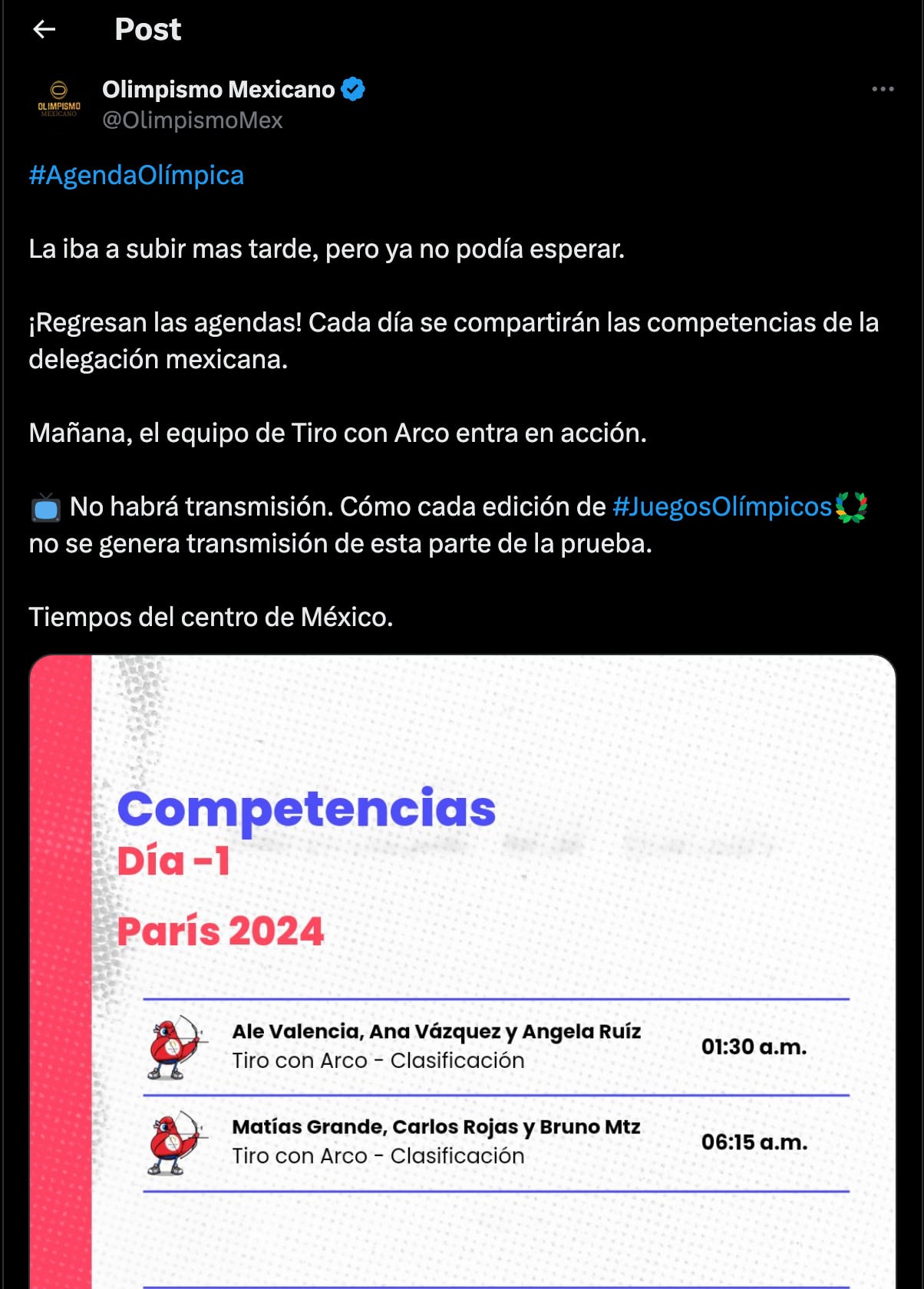 México debuta con el Tiro con Arco en los Juegos Olímpicos París 2024.