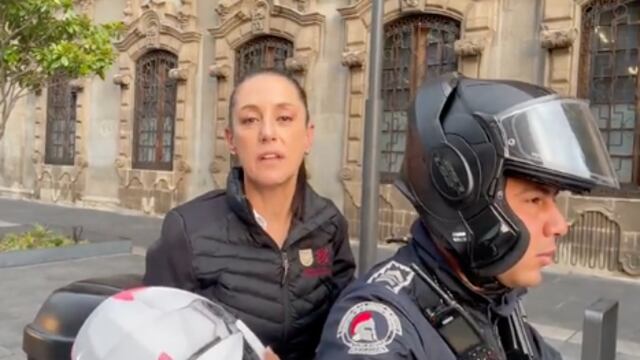 Claudia Sheinbaum supervisa en moto el servicio del RTP debido al cierre de la línea 1 del Metro/captura de video