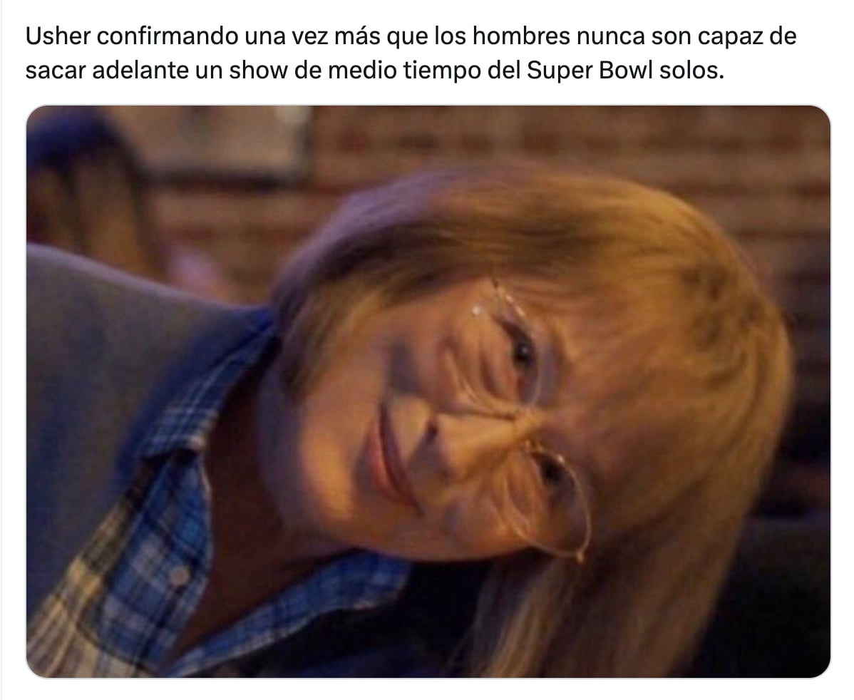 Meme de Usher en el show de medio tiempo del Super Bowl 2024