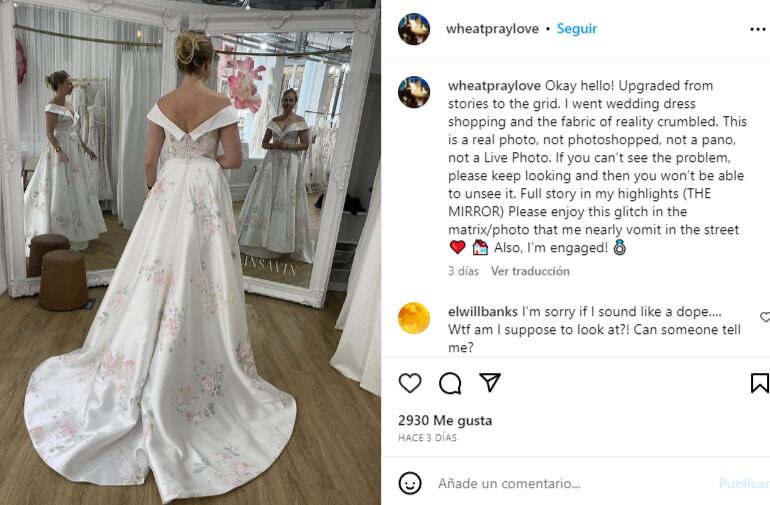 Aterradora foto de una novia frente al espejo