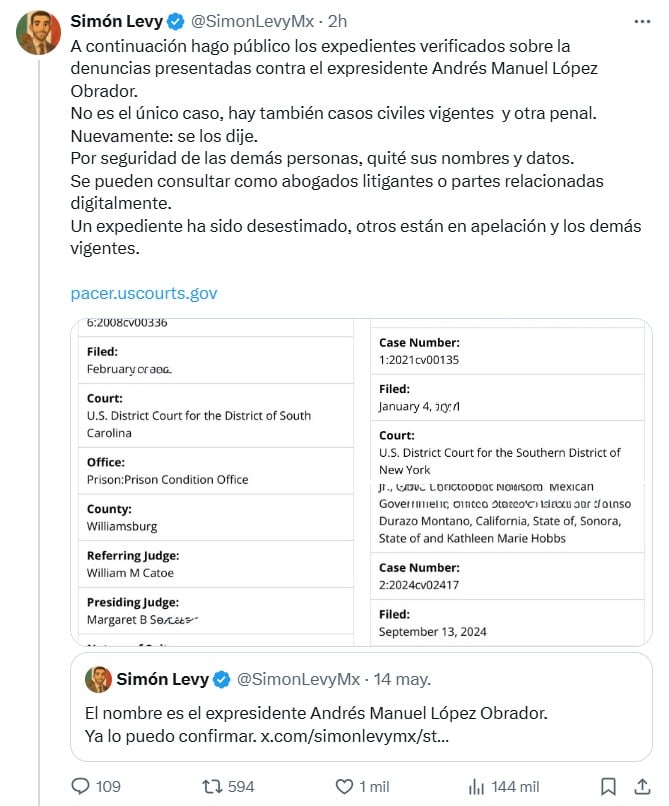 Periodistas desmienten supuestos expedientes de investigaciones contra AMLO en Estados Unidos de Simón Levy