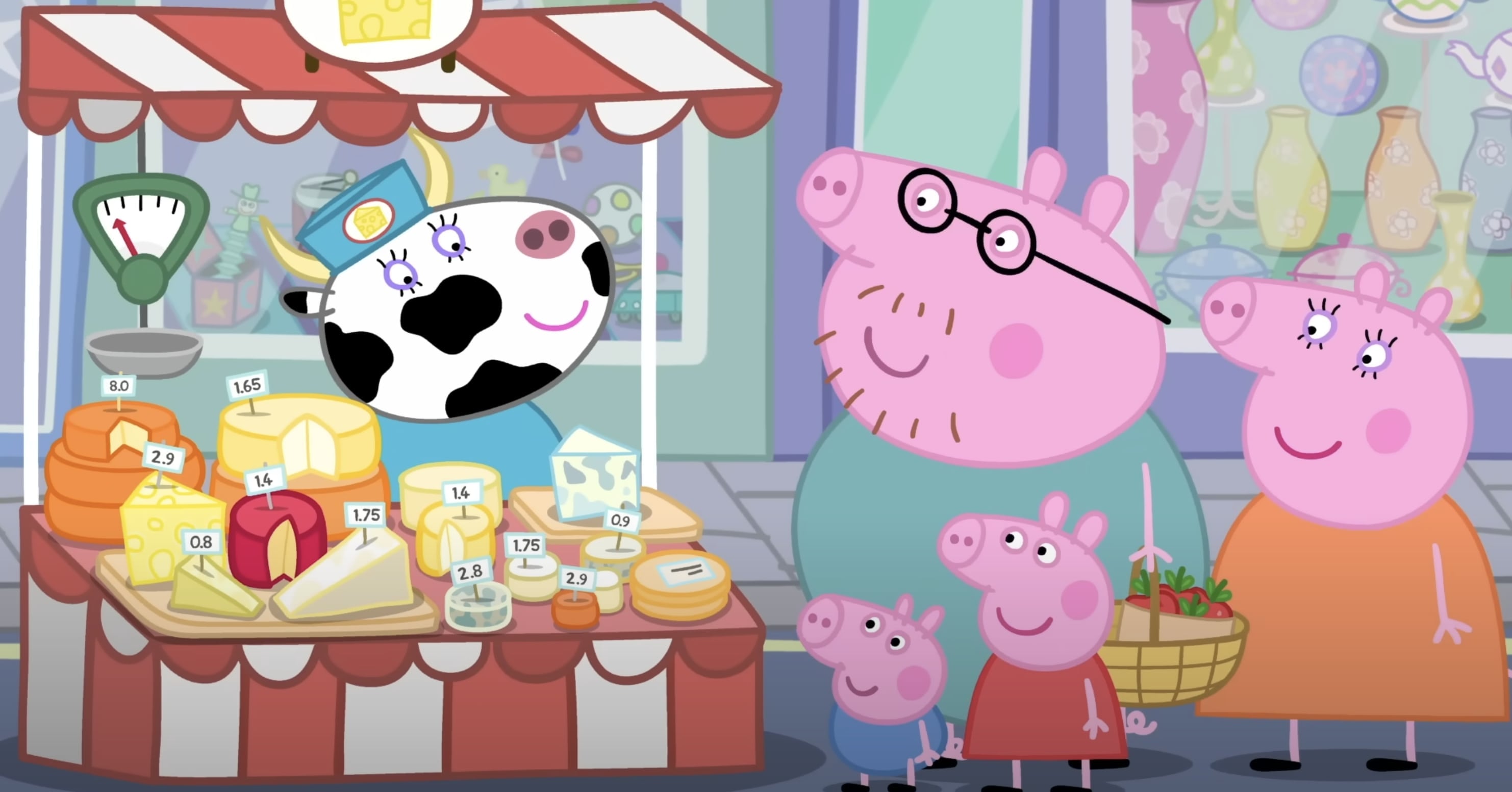 Peppa Pig compra frutas en el mercado