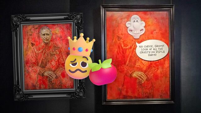 Vandalizan el retrato del rey Carlos III con Wallace de 'Wallace y Gromit'