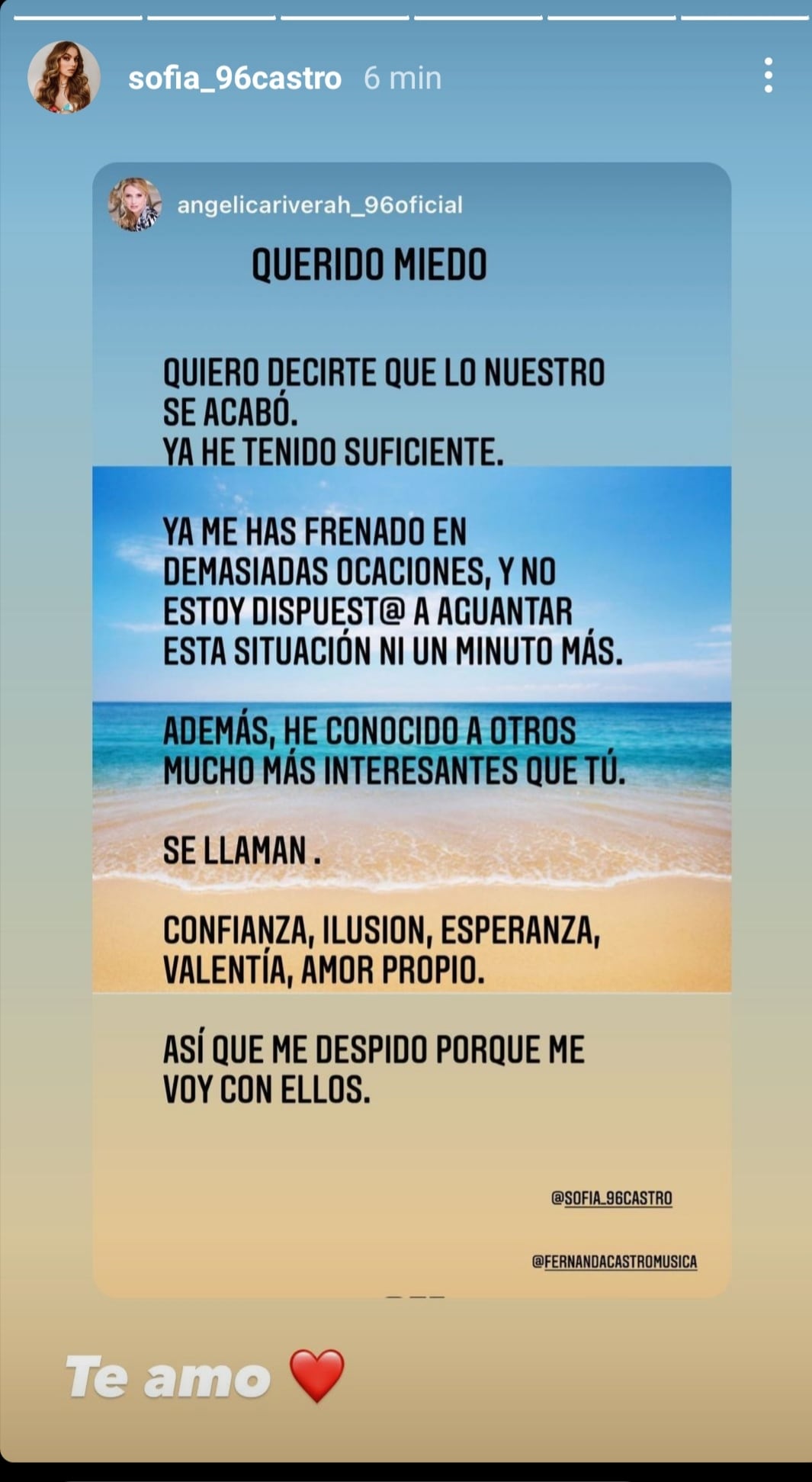 Mensaje de Angélica Rivera en Instagram
