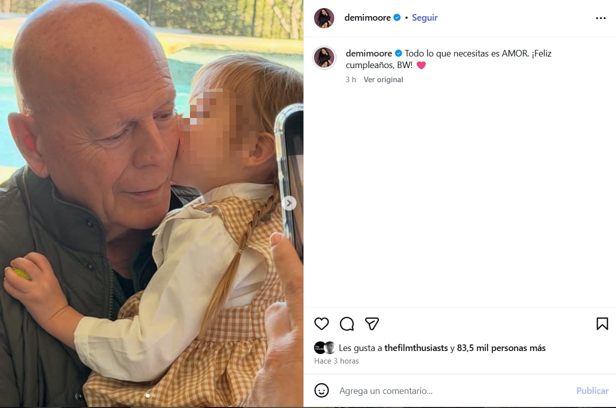 Demi Moore celebra el cumpleaños de Bruce Willis con tiernas fotos
