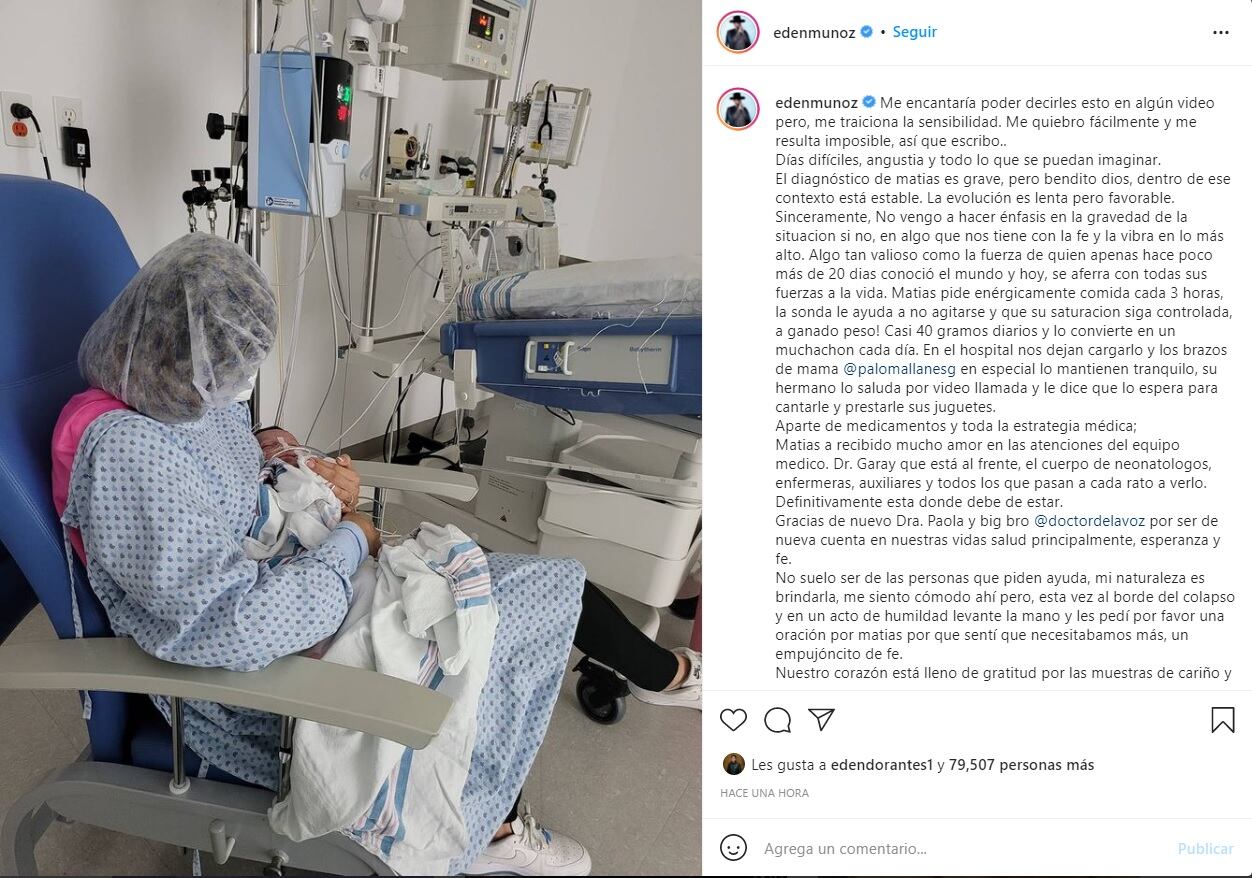 Edén Muñoz resalta fortaleza de su bebé