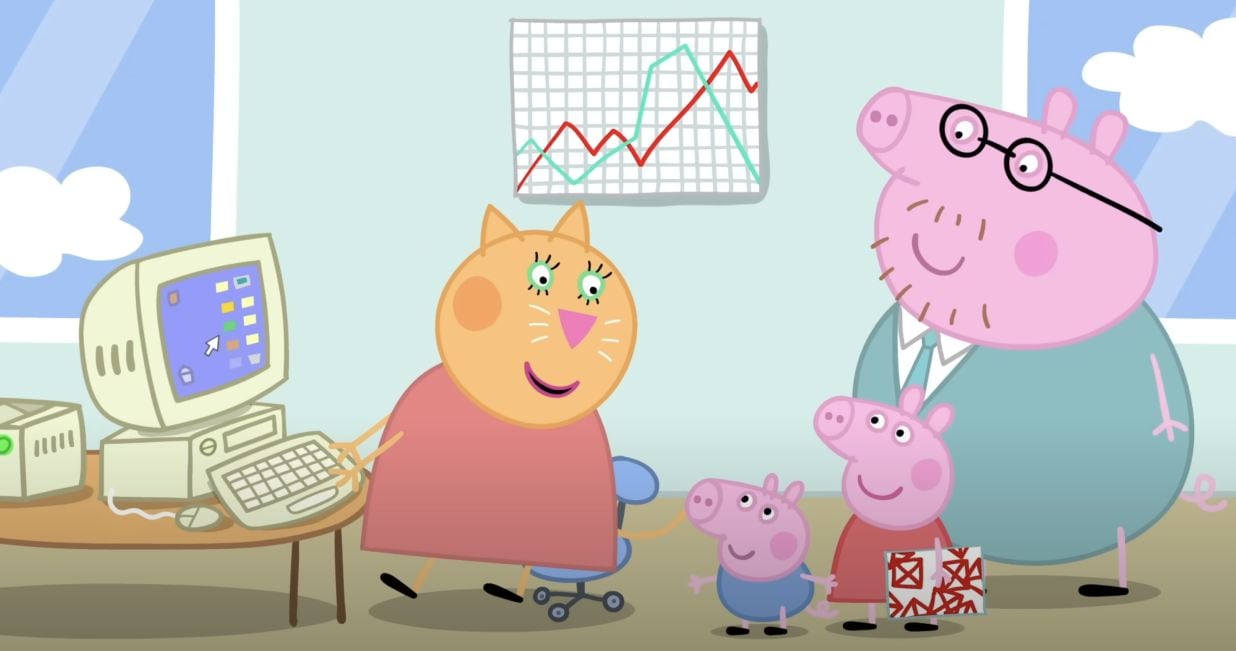 Peppa Pig y George acompañan a Papá Cerdito al trabajo