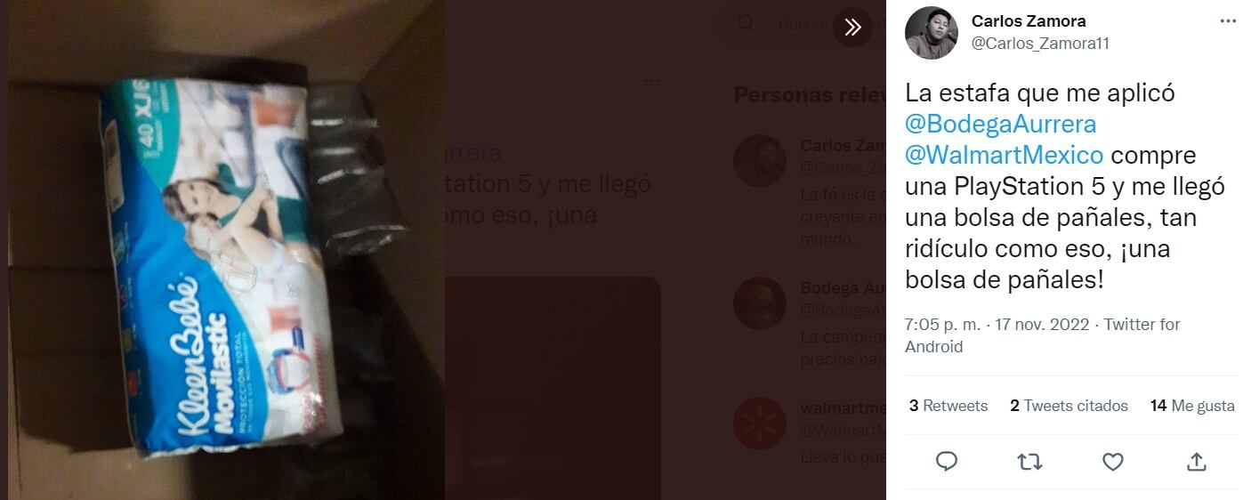 Denuncia en Twitter a Bodega Aurrerá