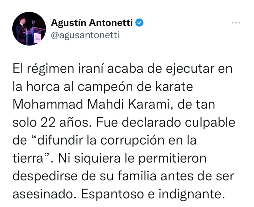 El gobierno iraní ejecutó a Mohammad Mahdi Karami, joven campeón nacional de Karate.