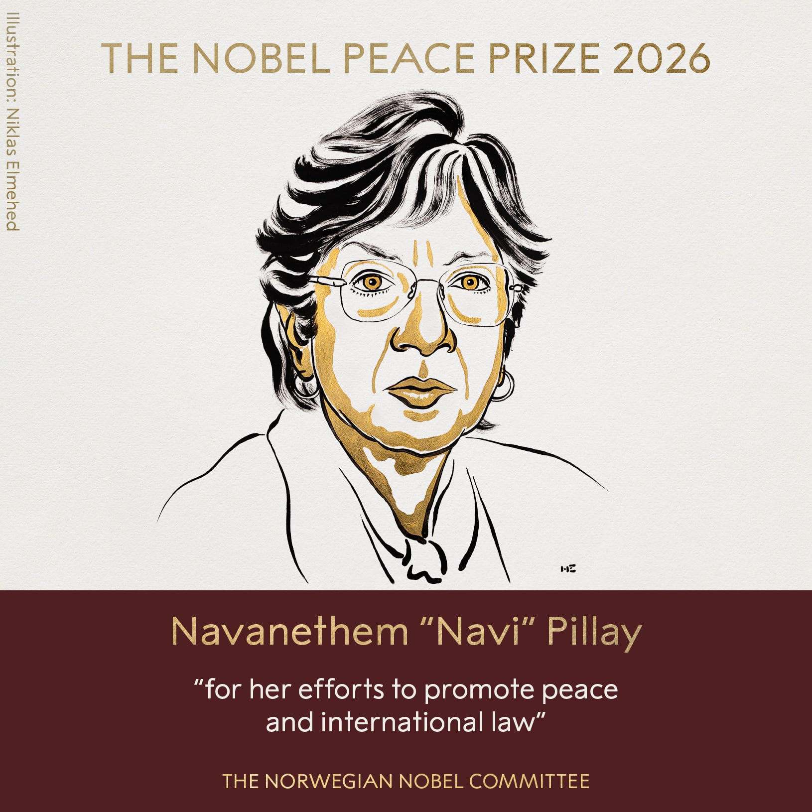 Navanethem "Navi" Pillay gana el Premio Nobel de la Paz 2026