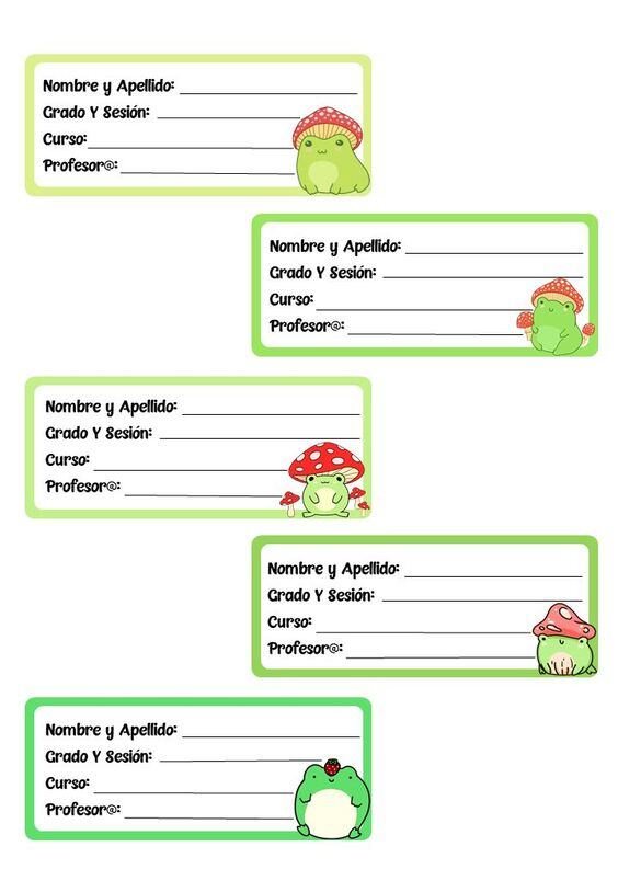 Etiquetas escolares de la rana de Peppa Pig