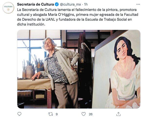 Tuits sobre la muerte de María O’Higgins